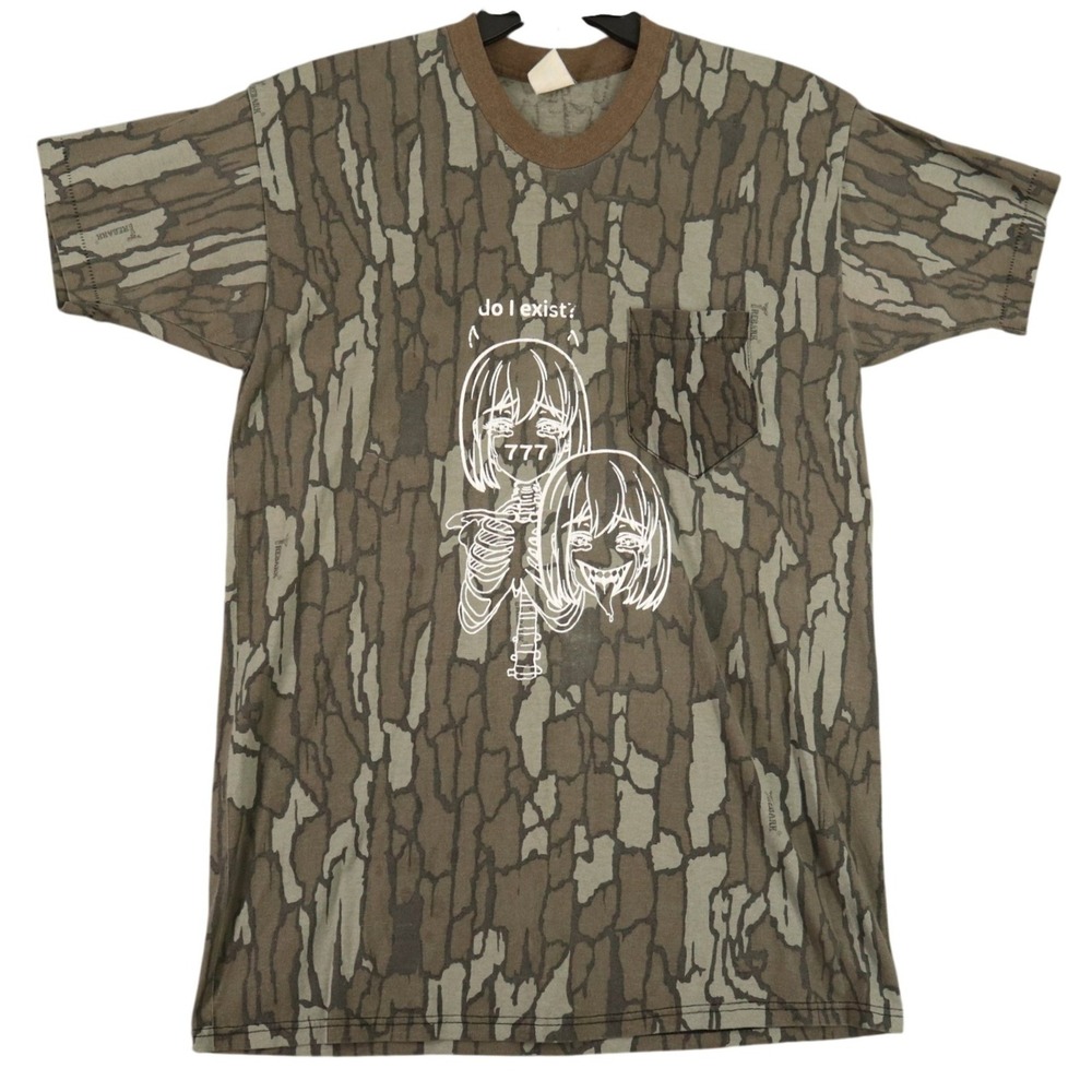 Vintage 80s Duck Bay Shirt Mens S Trebark Camo‎ Anime Graphic Pocket Tee Hunting